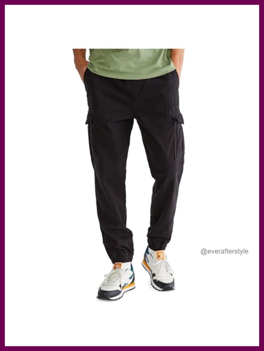 Men's Cargo Jogger Pants Woven Twill Relaxed Fit Drawstring